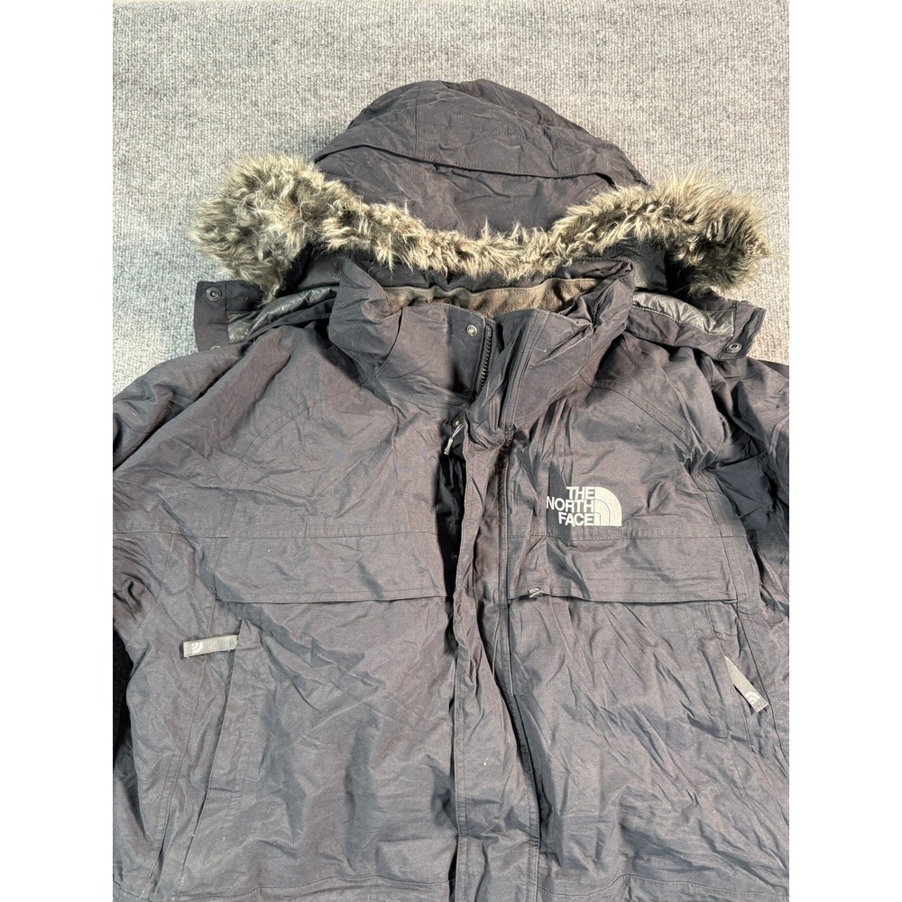 The North Face Down Hyvent Jacket Mens XL Black Hooded Parka Fur Trim Insulated - Picture 4 of 16